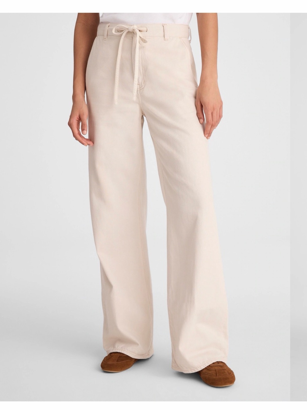 Madewell Cream Wide Leg Pant in Airy Denim - size 27 NWT!